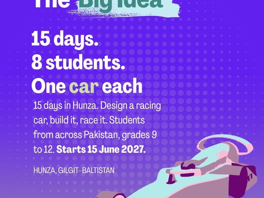 E47 Ventures Instagram post: 15 days, 8 students, one car each — STEM Racing Hunza, starts 15 June 2027